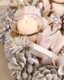 Dibor Wild Wonderland Xmas Table Decoration Centrepiece Christmas Christmas Décor Candle Holders 30cm in White - thumbnail 4