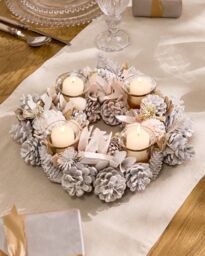 Dibor Wild Wonderland Xmas Table Decoration Centrepiece Christmas Christmas Décor Candle Holders 30cm in White