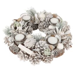 Dibor Wild Wonderland Xmas Table Decoration Centrepiece Christmas Christmas Décor Candle Holders 30cm in White - thumbnail 2