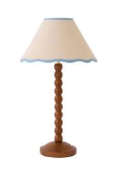 ValueLights Bobbin Colour Trim Linen Shade Walnut Bobble Table Lamp in Baby Blue - thumbnail 6