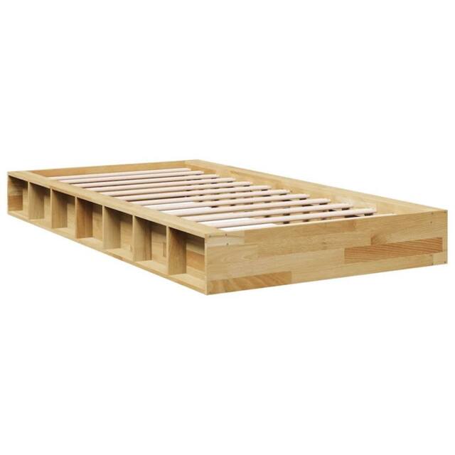Berkfield Home Beautiful Bed Frame without Mattress 75x190 cm Solid Wood Oak in Light Oak - image 1