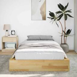 Berkfield Home Beautiful Bed Frame without Mattress 75x190 cm Solid Wood Oak in Light Oak - thumbnail 4