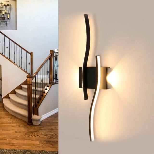 COMELY Indoor Wall Lights, 20W Modern Acrylic Black Wall Lights, Warm Light - image 1