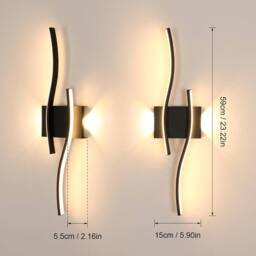 COMELY Indoor Wall Lights, 20W Modern Acrylic Black Wall Lights, Warm Light - thumbnail 5