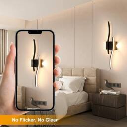 COMELY Indoor Wall Lights, 20W Modern Acrylic Black Wall Lights, Warm Light - thumbnail 8