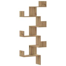 Berkfield Home Wall Corner Shelf Artisian Oak 45x45x147 cm Engineered Wood in Brown - Size: 45 x 45 x 147 cm - thumbnail 3
