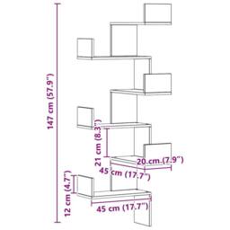 Berkfield Home Wall Corner Shelf Artisian Oak 45x45x147 cm Engineered Wood in Brown - Size: 45 x 45 x 147 cm - thumbnail 9