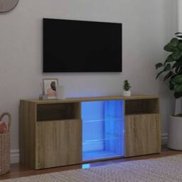 Berkfield Home TV Cabinet with LED Lights Sonoma Oak 120x30x50 cm in Brown - Size: 120 x 30 x 50 cm - thumbnail 2