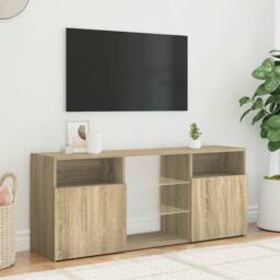 Berkfield Home TV Cabinet with LED Lights Sonoma Oak 120x30x50 cm in Brown - Size: 120 x 30 x 50 cm - thumbnail 4