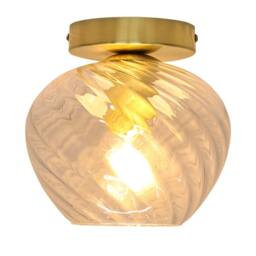 First Choice Lighting Set of 2 Bradson - Clear Swirl Glass Satin Brass Ceiling Lights - thumbnail 3