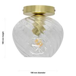 First Choice Lighting Set of 2 Bradson - Clear Swirl Glass Satin Brass Ceiling Lights - thumbnail 6