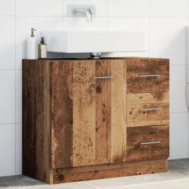 Berkfield Home Sink Cabinet Old Wood 63x30x54 cm Engineered Wood in Brown - Size: 63 x 30 x 54 cm - image 1
