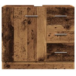 Berkfield Home Sink Cabinet Old Wood 63x30x54 cm Engineered Wood in Brown - Size: 63 x 30 x 54 cm - thumbnail 4
