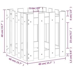 Berkfield Home Durable Garden Planter with Fence Design 40x40x40 cm Solid Wood D in Light Tan - Size: 40 x 40 x 40 cm - thumbnail 9