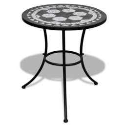 Berkfield Home Sturdy Bistro Table Black & White 60 cm Mosaic - thumbnail 2