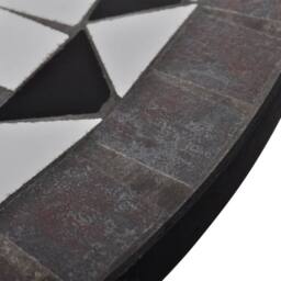 Berkfield Home Sturdy Bistro Table Black & White 60 cm Mosaic - thumbnail 4
