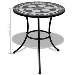 Berkfield Home Sturdy Bistro Table Black & White 60 cm Mosaic - thumbnail 5
