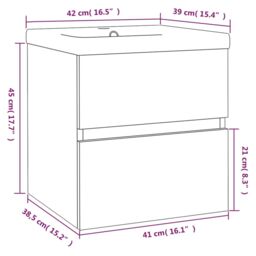 Berkfield Home Sink Cabinet with Built-in Basin Smoked Oak Engineered Wood in Brown - thumbnail 6