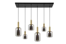 Lucide 'JOANET' Dimmable Adjustable Stylish Indoor Bar Pendant Light 6xE27 in Grey - thumbnail 2