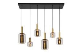 Lucide 'JOANET' Dimmable Adjustable Stylish Indoor Bar Pendant Light 6xE27 in Grey - thumbnail 1