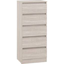 FORGEVIO 5 Drawer Narrow Chest Urban Snow Grey Beige Oak Modern Large Storage - thumbnail 2