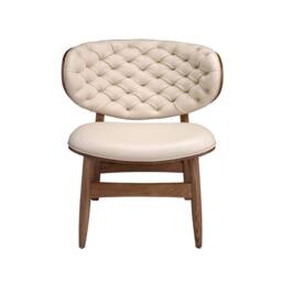 Angel Cerda Sand Leatherette Armchair with Walnut Legs in Light Sand - thumbnail 2