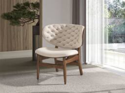Angel Cerda Sand Leatherette Armchair with Walnut Legs in Light Sand - thumbnail 5