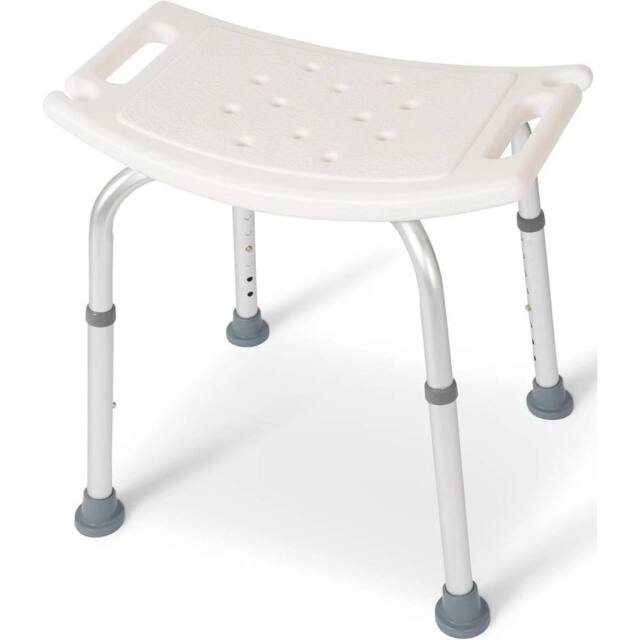 Kelvenix New Shower Bath Seat Chair Stool Bench Aluminum Adjustable in White - image 1