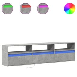 Berkfield Home TV Wall Cabinet with LED Concrete Grey 180x31x45 cm - Size: 180 x 31 x 45 cm - thumbnail 2