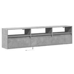 Berkfield Home TV Wall Cabinet with LED Concrete Grey 180x31x45 cm - Size: 180 x 31 x 45 cm - thumbnail 3