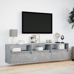 Berkfield Home TV Wall Cabinet with LED Concrete Grey 180x31x45 cm - Size: 180 x 31 x 45 cm - thumbnail 4