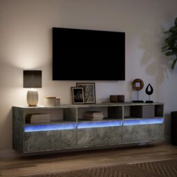 Berkfield Home TV Wall Cabinet with LED Concrete Grey 180x31x45 cm - Size: 180 x 31 x 45 cm - thumbnail 5