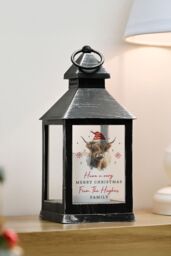 Personalised Memento Company Personalised Highland Cow Christmas LED Lantern in Black - thumbnail 4