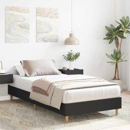Berkfield Home Bed Frame No Mattress Black 90x200 cm Engineered Wood - thumbnail 3