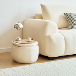 Nordlys Pouf de Salon Coffee Table with Storage Wood in White - thumbnail 2