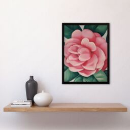 Artery8 Winter Rose Camelia Flower Watercolour Painting Framed Art Print in Pink - Size: A4 - thumbnail 4