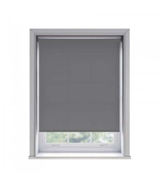 New Edge Blinds No Drill Slate Grey Thermal Blackout Roller Blind 170cm Drop in Mid Grey - Size: 155 cm width x 165 cm drop - image 1