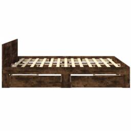 Berkfield Home Durable Bed Frame with Headboard without Mattress Smoked Oak 200x in Brown - thumbnail 6