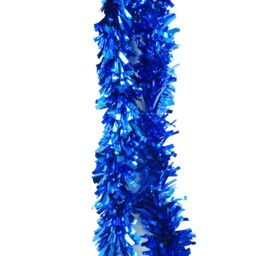 Neel Blue Christmas Shiny Metallic Chunky Tinsel Garland, 6.5ft in Blue