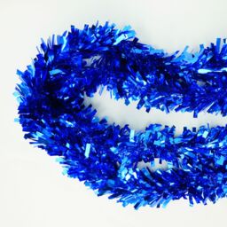 Neel Blue Christmas Shiny Metallic Chunky Tinsel Garland, 6.5ft in Blue - thumbnail 8