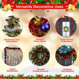 Neel Blue Christmas Shiny Metallic Chunky Tinsel Garland, 6.5ft in Blue - thumbnail 5
