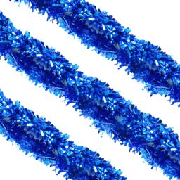 Neel Blue Christmas Shiny Metallic Chunky Tinsel Garland, 6.5ft in Blue - thumbnail 7