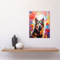 "Artery8 Wall Art Print German Shepherd Dog Lover Gift Pet Portrait Colourful Bright Artwork Painting Poster - Size: W18"" x H24""" - thumbnail 4