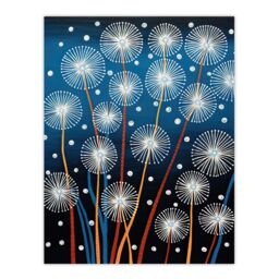 "Artery8 Wall Art Print Dandelion Seeds Fireworks Folk Art Painting Blue Poster Picture - Size: W18"" x H24""" - thumbnail 1