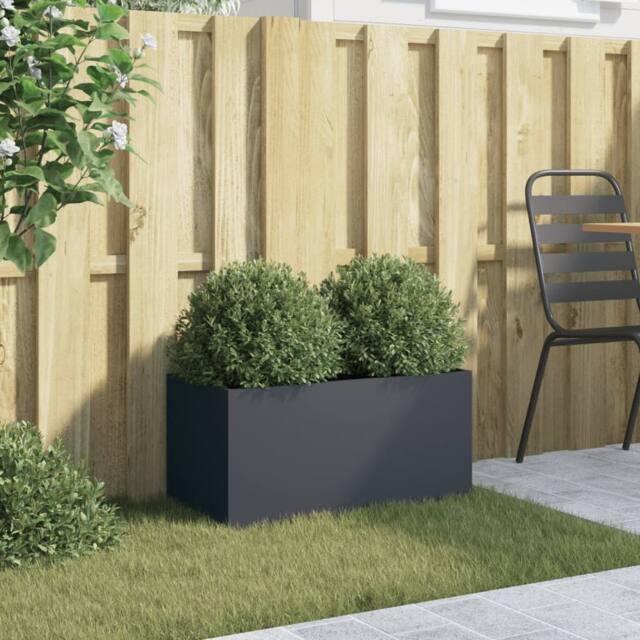 Berkfield Home Planter Anthracite 62x30x29 cm Steel in Dark Grey - Size: 62 x 30 x 29 cm - image 1