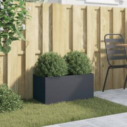 Berkfield Home Planter Anthracite 62x30x29 cm Steel in Dark Grey - Size: 62 x 30 x 29 cm - thumbnail 1