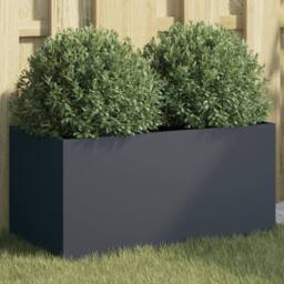 Berkfield Home Planter Anthracite 62x30x29 cm Steel in Dark Grey - Size: 62 x 30 x 29 cm - thumbnail 2