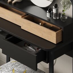 Decortie 'Lora' Modern Dressing Table with Mirror 4 LED Lights 96cm in Black - Size: 2 Pack - thumbnail 4