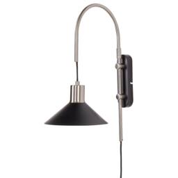 Wyld and Coco Wall Lamp Black and Silver 1-Light Cone Shade Modern Industrial - thumbnail 4