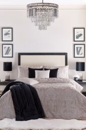 Laurence Llewelyn-Bowen 'Festivo' Ornamental Tile Print Velvet Filled Cushion in Black - Size: 55 cm x 55 cm - thumbnail 4